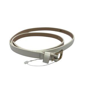 NWOT H&M White Faux Leather Thin Belt Gold Buckle Women Small Waist 32"-36"